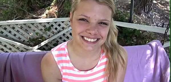 Petite teen Little Taylor in outdoor solo